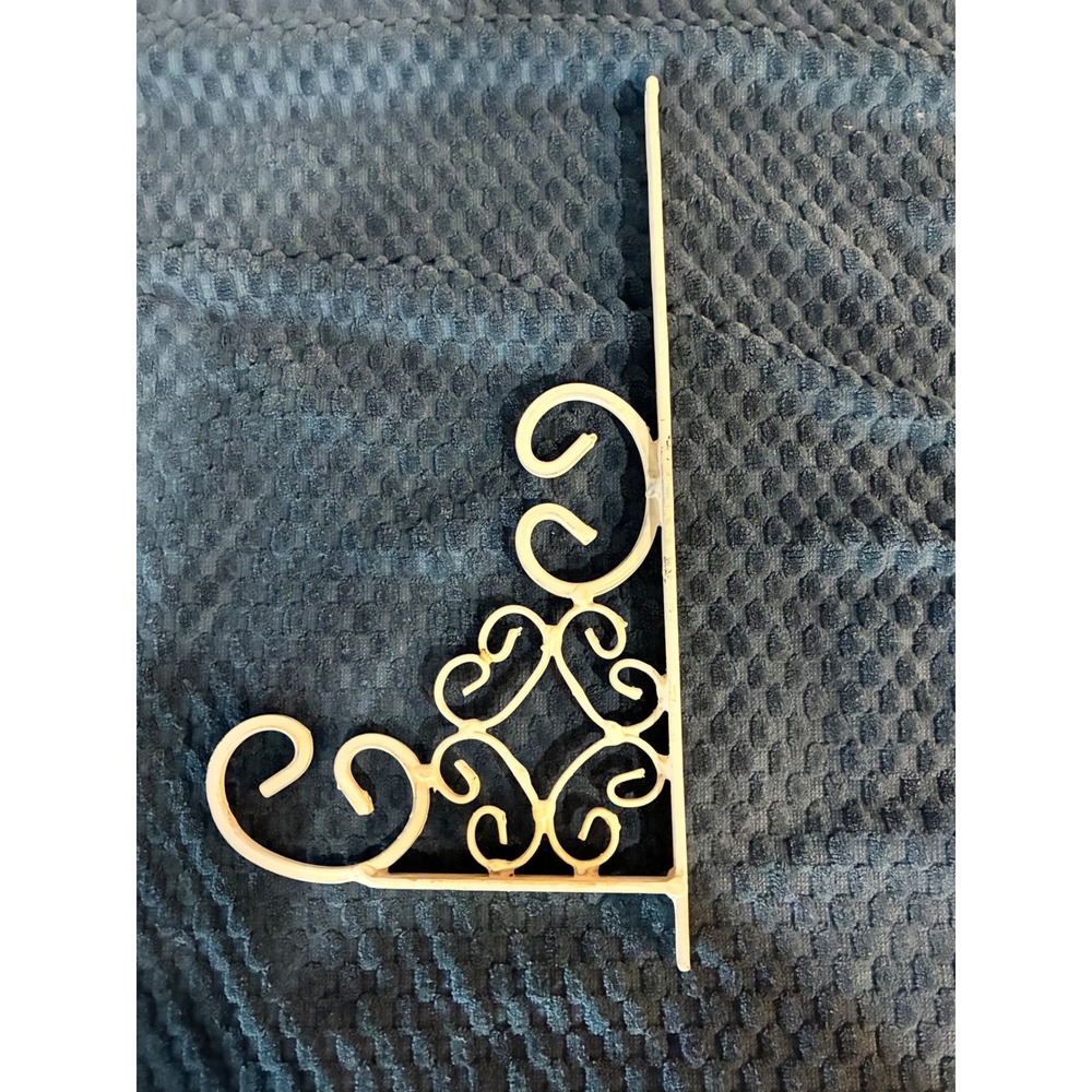 Wrought Iron Scroll Shelf Brackets Pair Shabby Chic Heart Decor